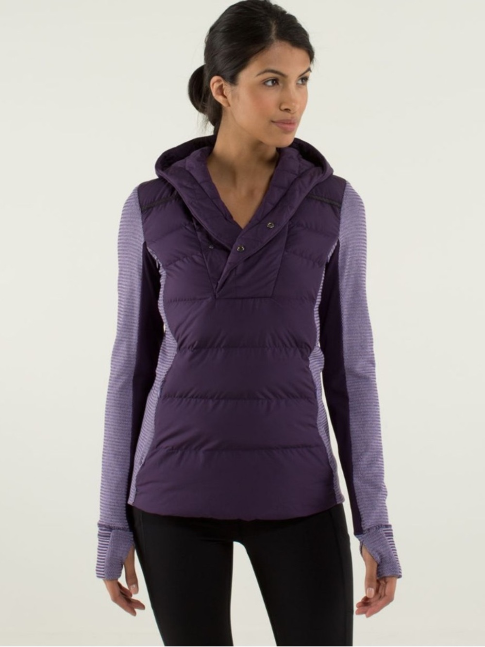 Lululemon Fluff Off Pullover Goose Down Fill Hooded  Puffer Jacket 6 Purple